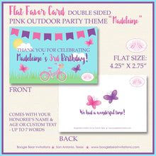 Load image into Gallery viewer, Pink Butterfly Birthday Favor Party Card Tent Place Food Appetizer Folded Flat Girl Purple Outdoor Boogie Bear Invitations Madeleine Theme