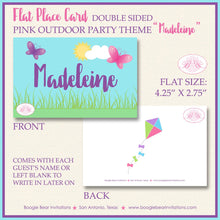 Load image into Gallery viewer, Pink Butterfly Birthday Favor Party Card Tent Place Food Appetizer Folded Flat Girl Purple Outdoor Boogie Bear Invitations Madeleine Theme