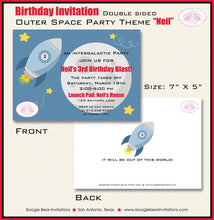 Load image into Gallery viewer, Outer Space Rocket Birthday Invitation Party Rocket Ship Moon Shooting Star Boogie Bear Invitations Neil Theme Paperless Printable Printed
