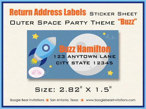 Outer Space Rocket Birthday Invitation Party Boy Girl Solar System Galaxy Fly Boogie Bear Invitations Buzz Theme Paperless Printable Printed