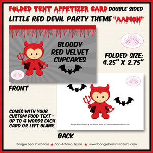 Little Red Devil Birthday Favor Party Card Tent Place Appetizer Halloween Spider Black Bat Boogie Bear Invitations Aamon Theme Printed