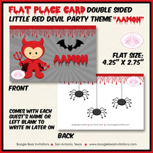 Load image into Gallery viewer, Little Red Devil Birthday Favor Party Card Tent Place Appetizer Halloween Spider Black Bat Boogie Bear Invitations Aamon Theme Printed