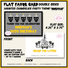 Load image into Gallery viewer, Haunted House Birthday Favor Party Card Tent Place Food Tag Appetizer Folded Flat Chandelier Halloween Boogie Bear Invitations Norman Theme