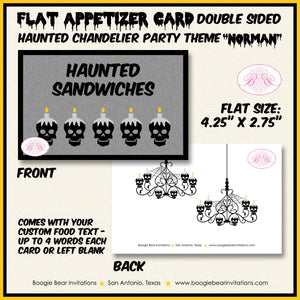 Haunted House Birthday Favor Party Card Tent Place Food Tag Appetizer Folded Flat Chandelier Halloween Boogie Bear Invitations Norman Theme
