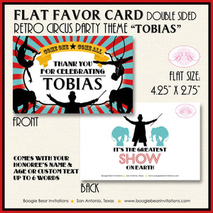 Circus Showman Favor Party Card Place Tent Appetizer Tag Boy Girl Big Top Greatest Show On Earth 3 Ring Boogie Bear Invitations Tobias Theme