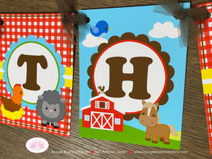 Farm Animals Happy Birthday Party Banner Petting Zoo Barn Boy Girl Horse Cow Pig Sheep Country Rooster Boogie Bear Invitations Sean Theme