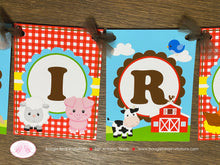 Load image into Gallery viewer, Farm Animals Happy Birthday Party Banner Petting Zoo Barn Boy Girl Horse Cow Pig Sheep Country Rooster Boogie Bear Invitations Sean Theme