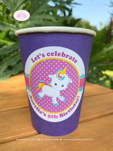 Rianbow Unicorn Party Beverage Cups Paper Drink Birthday Girl Pink Yellow Blue Purple Magic Horse Love Boogie Bear Invitations Aurelia Theme