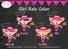 Load image into Gallery viewer, Chalkboard Pink Cowgirl Party Thank You Card Birthday Girl Horse Hat Boots Farm Country Ranch Boogie Bear Invitations Annie Theme Printed