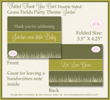 Load image into Gallery viewer, Grass Fields Garden Baby Shower Party Thank You Cards Note Green Garden Boy Girl Gender Neutral Boogie Bear Invitations Jordan Theme Printed