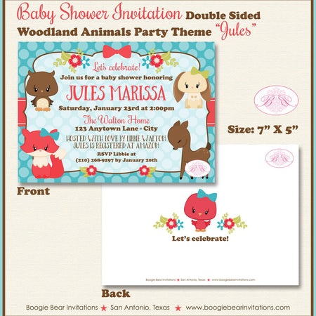 Woodland Animals Baby Shower Invitation Forest Creatures Birthday Party 1st Boogie Bear Invitations Jules Theme Paperless Printable Printed