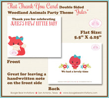 Load image into Gallery viewer, Woodland Animals Party Thank You Card Note Baby Shower Forest Creatures Birthday Bunny Fox Deer Boogie Bear Invitations Jules Theme Printed