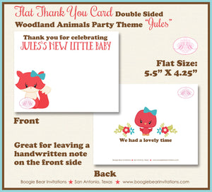 Woodland Animals Party Thank You Card Note Baby Shower Forest Creatures Birthday Bunny Fox Deer Boogie Bear Invitations Jules Theme Printed