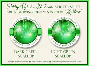 Green Glowing Ornament Party Stickers Circle Sheet Round Birthday Girl Christmas Snowflake Glow Star Boogie Bear Invitations Kathleen Theme