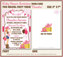 Load image into Gallery viewer, Cowgirl Pink Baby Shower Invitation Girl Modern Chic Magenta Bright Soft Boogie Bear Invitations Chandra Theme Paperless Printable Printed