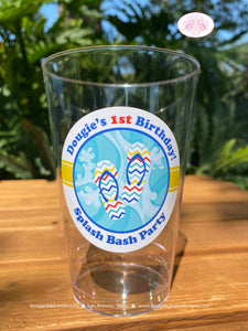 Splash Bash Birthday Party Beverage Cups Plastic Drink Boy Girl Swimming Pool Beach Ball Ocean Wave Boogie Bear Invitations Douglas Theme