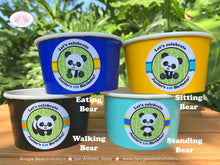 Load image into Gallery viewer, Panda Bear Birthday Party Treat Cups Food Buffet Paper Birthday Boy Blue Black Yellow Green Zoo Jungle Boogie Bear Invitations Justin Theme