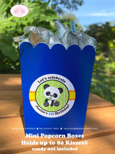 Panda Bear Party Popcorn Boxes Mini Favor Buffet Food Birthday Boy Blue Black Yellow Green Zoo Jungle Boogie Bear Invitations Justin Theme