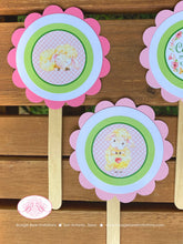 Load image into Gallery viewer, Pink Little Lamb Cupcake Toppers Baby Shower Farm Animals Sheep Flower Green Butterfly Girl Red Heart Boogie Bear Invitations Tahlia Theme