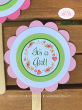 Load image into Gallery viewer, Pink Little Lamb Cupcake Toppers Baby Shower Farm Animals Sheep Flower Green Butterfly Girl Red Heart Boogie Bear Invitations Tahlia Theme