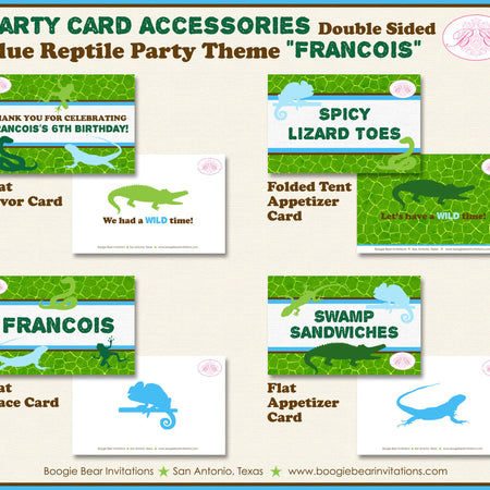 Reptile Birthday Party Favor Card Tent Place Food Label Appetizer Flat Snake Frog Lizard Jungle Zoo Boogie Bear Invitations Francois Theme
