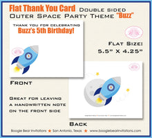 Load image into Gallery viewer, Outer Space Birthday Party Thank You Note Cards Rocket Ship Moon Shooting Star Galaxy Astronaut Boogie Bear Invitations Buzz Theme Printed