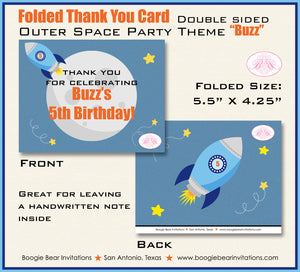 Outer Space Birthday Party Thank You Note Cards Rocket Ship Moon Shooting Star Galaxy Astronaut Boogie Bear Invitations Buzz Theme Printed