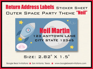 Outer Space Rocket Birthday Invitation Party Rocket Ship Moon Shooting Star Boogie Bear Invitations Neil Theme Paperless Printable Printed