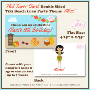 Beach Luau Birthday Party Favor Card Place Food Appetizer Girl Summer Hawaii Ocean Tiki Swimming Boogie Bear Invitations Alani Theme