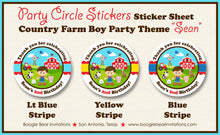 Load image into Gallery viewer, Farm Animals Birthday Party Stickers Circle Sheet Petting Zoo Red Barn Boy Horse Cow Pig Country Tractor Boogie Bear Invitations Sean Theme