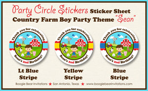 Farm Animals Birthday Party Stickers Circle Sheet Petting Zoo Red Barn Boy Horse Cow Pig Country Tractor Boogie Bear Invitations Sean Theme