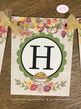 Load image into Gallery viewer, Thanksgiving Party Name Banner Dinner Cornucopia Bounty Pumpkin Pie Horn of plenty Fall Autumn Flower Boogie Bear Invitations Cooke Theme
