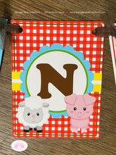 Load image into Gallery viewer, Farm Animals Birthday Party Banner Name Petting Zoo Tractor Red Barn Boy Horse Pig Cow Sheep Duck Bird Boogie Bear Invitations Sean Theme