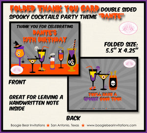 Spooky Cocktails Party Thank You Card Note Birthday Halloween Halloween Pick Your Poison Elixir Boogie Bear Invitations Dante Theme Printed