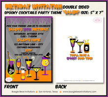 Load image into Gallery viewer, Spooky Cocktails Birthday Party Invitation Halloween Pick Your Poison Dinner Boogie Bear Invitations Salem Theme Paperless Printable Printed