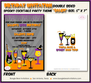 Spooky Cocktails Birthday Party Invitation Halloween Pick Your Poison Dinner Boogie Bear Invitations Salem Theme Paperless Printable Printed
