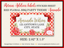 Load image into Gallery viewer, Red Gold BBQ Birthday Party Invitation Floral Flower Sweet 16 Barbeque Farm Boogie Bear Invitations Amanda Theme Paperless Printable Printed