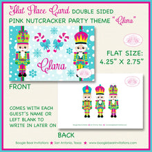 Load image into Gallery viewer, Pink Nutcracker Birthday Party Favor Card Appetizer Food Place Sign Label Winter Christmas Girl Ballet Boogie Bear Invitations Clara Theme