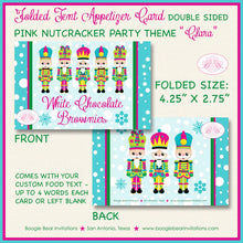 Load image into Gallery viewer, Pink Nutcracker Birthday Party Favor Card Appetizer Food Place Sign Label Winter Christmas Girl Ballet Boogie Bear Invitations Clara Theme