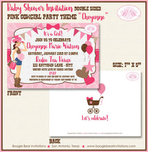 Load image into Gallery viewer, Cowgirl Pink Baby Shower Invitation Girl Modern Chic Country Farm Barn Boogie Bear Invitations Cheyenne Theme Paperless Printable Printed