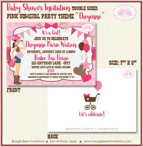 Cowgirl Pink Baby Shower Invitation Girl Modern Chic Country Farm Barn Boogie Bear Invitations Cheyenne Theme Paperless Printable Printed