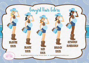 Cowgirl Blue Baby Shower Invitation Boy Modern Chic Teal Aqua Turquoise Boogie Bear Invitations Chelsea Theme Paperless Printable Printed