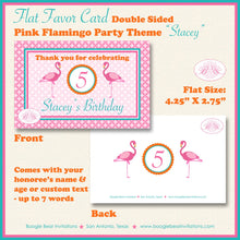 Load image into Gallery viewer, Pink Flamingo Birthday Party Favor Card Appetizer Food Place Sign Label Aqua Teal Turqouise Wild Girl Boogie Bear Invitations Stacey Theme