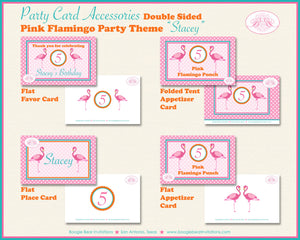 Pink Flamingo Birthday Party Favor Card Appetizer Food Place Sign Label Aqua Teal Turqouise Wild Girl Boogie Bear Invitations Stacey Theme