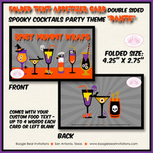 Load image into Gallery viewer, Spooky Cocktails Birthday Favor Party Card Tent Place Food Tag Appetizer Folded Flat Halloween Poison Boogie Bear Invitations Dante Theme
