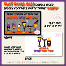 Load image into Gallery viewer, Spooky Cocktails Birthday Favor Party Card Tent Place Food Tag Appetizer Folded Flat Halloween Poison Boogie Bear Invitations Dante Theme