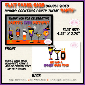 Spooky Cocktails Birthday Favor Party Card Tent Place Food Tag Appetizer Folded Flat Halloween Poison Boogie Bear Invitations Dante Theme