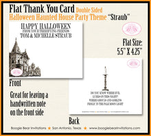 Load image into Gallery viewer, Haunted House Party Thank You Card Note Halloween Black Bat Orange Adult Boy Girl Spooky Dead Boogie Bear Invitations Straub Theme Printed