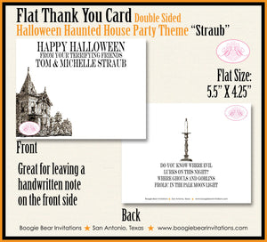 Haunted House Party Thank You Card Note Halloween Black Bat Orange Adult Boy Girl Spooky Dead Boogie Bear Invitations Straub Theme Printed