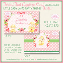 Load image into Gallery viewer, Pink Little Lamb Baby Shower Favor Card Appetizer Food Place Sign Label Girl Farm Animals Sheep Boogie Bear Invitations Tahlia Theme Printed